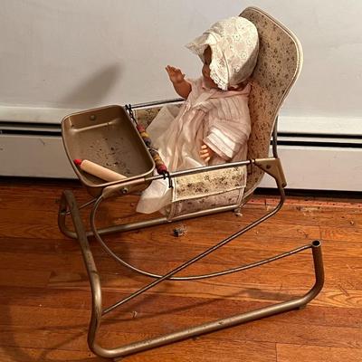 Antique Baby Bouncer and Doll