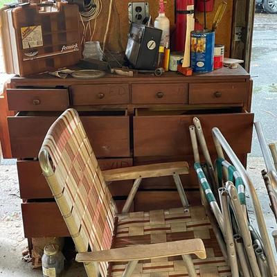 Wood Dresser w/ Contents *chairs NOT included*