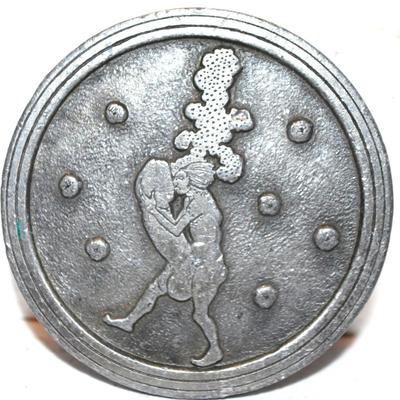 Vintage "Aubrey Beardsley - Artist" --- Pewter Indiana Metal Craft, Co Belt Buckle Round 2¾"