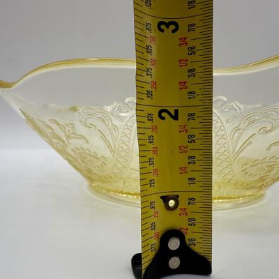 Vintage Lancaster Glass Company - Landrum Topaz Bowl with Handles (2)