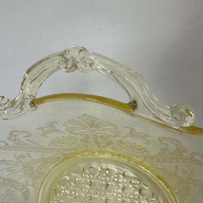 Vintage Lancaster Glass Company - Landrum Topaz Bowl with Handles (2)
