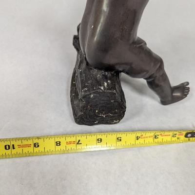 Bronze Cherub Sculpture Playing A Horn