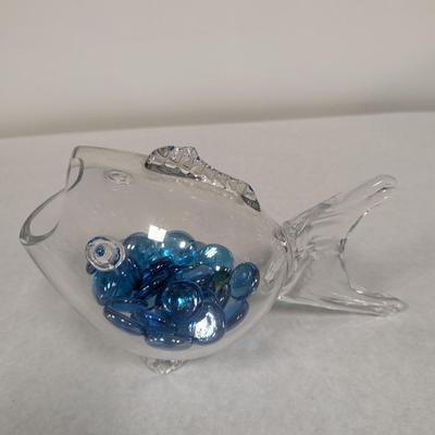 Lou Michel Cie Style Hand Blown Art Glass Fish Shaped Bowl