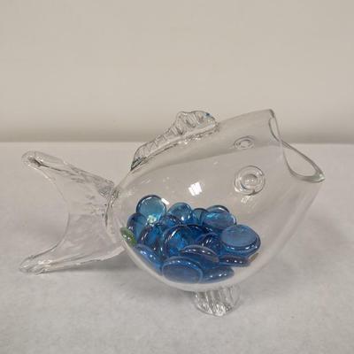Lou Michel Cie Style Hand Blown Art Glass Fish Shaped Bowl