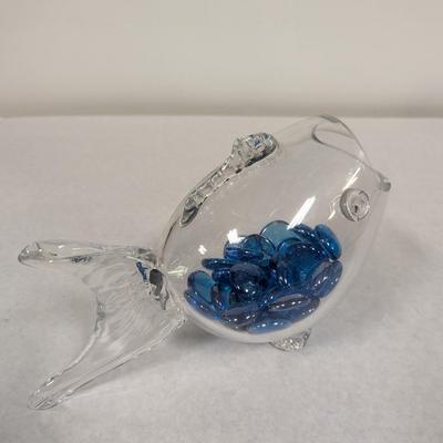 Lou Michel Cie Style Hand Blown Art Glass Fish Shaped Bowl