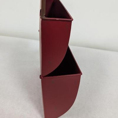 Vintage Looking Red Metal Wall Mount Mail Organizer