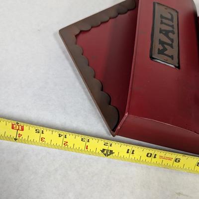 Vintage Looking Red Metal Wall Mount Mail Organizer