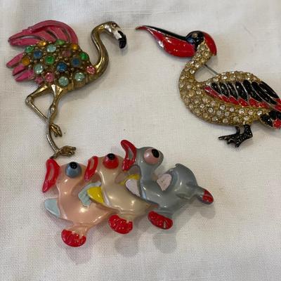 3 Fun bird brooches