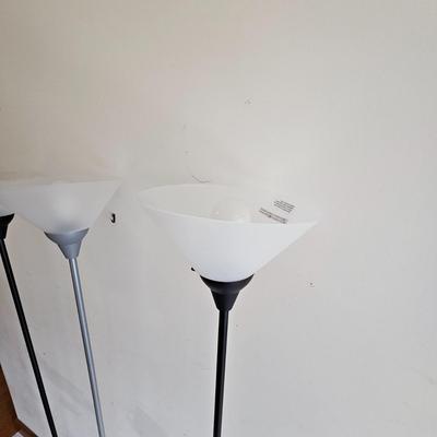 Three Tall Torchiere Style Lamps (LR-JS)