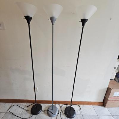 Three Tall Torchiere Style Lamps (LR-JS)