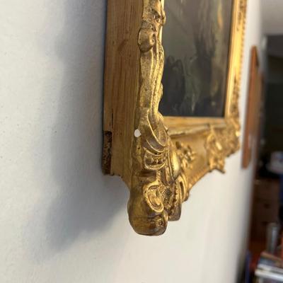 Landscape/Rowing Boat Painting in Ornate Gilded Frame (GB-RG)