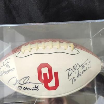 Autographed/Billy Sims , Steve Owens, Jason White Heismans OU Sooners Football JSA COA