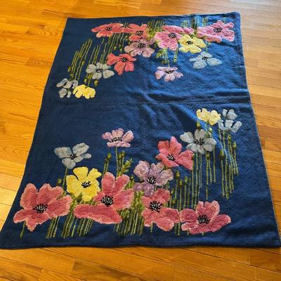 Handmade Floral Cross Stitch 4’5” x 6’ Rug (GB-RG)