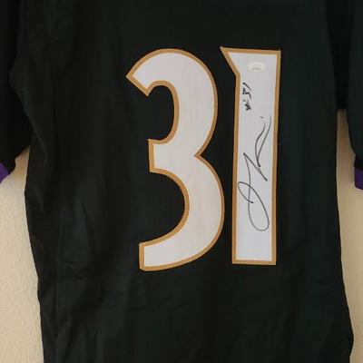 Jamal Lewis hand signed Baltimore Ravens style custom jersey JSA COA