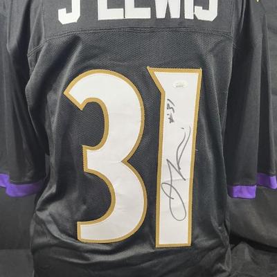 Jamal Lewis hand signed Baltimore Ravens style custom jersey JSA COA