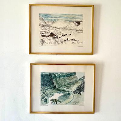Nils Nilsson Skum Framed Chalk Drawing Prints (P-RG)
