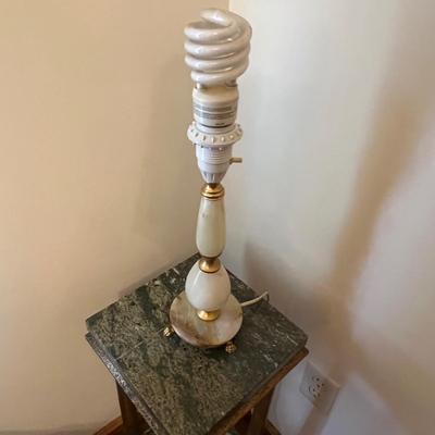 French Provincial Marble Top Table & Lamp (LR-JS)