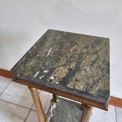 French Provincial Marble Top Table & Lamp (LR-JS)