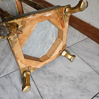 French Provincial Marble Top Table & Lamp (LR-JS)
