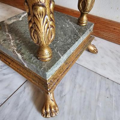 French Provincial Marble Top Table & Lamp (LR-JS)