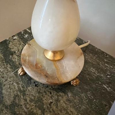 French Provincial Marble Top Table & Lamp (LR-JS)