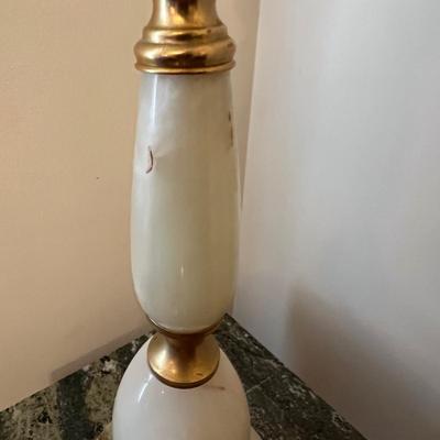 French Provincial Marble Top Table & Lamp (LR-JS)