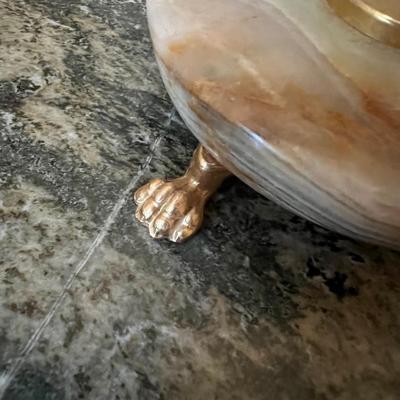 French Provincial Marble Top Table & Lamp (LR-JS)