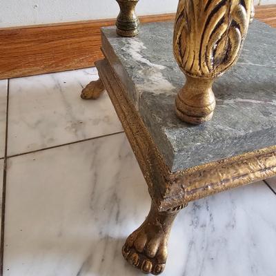 French Provincial Marble Top Table & Lamp (LR-JS)