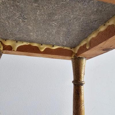 French Provincial Marble Top Table & Lamp (LR-JS)
