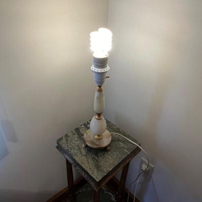 French Provincial Marble Top Table & Lamp (LR-JS)