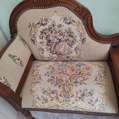 Vtg telephone tapestry table and bench