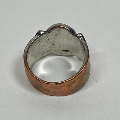 Silver-tone ring w/ faux turquoise