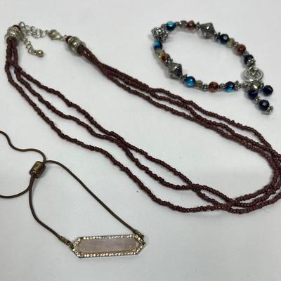 Jewelry Lot - Necklace, Earrings, & 2 bracelets