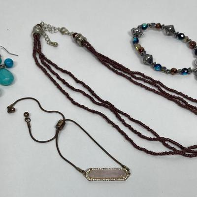 Jewelry Lot - Necklace, Earrings, & 2 bracelets