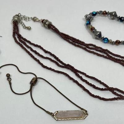 Jewelry Lot - Necklace, Earrings, & 2 bracelets