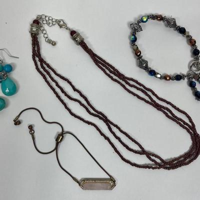 Jewelry Lot - Necklace, Earrings, & 2 bracelets