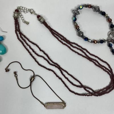Jewelry Lot - Necklace, Earrings, & 2 bracelets