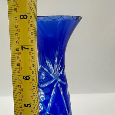 Crystal Cobalt Blue Vase, Made in Poland