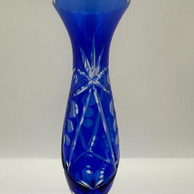 Crystal Cobalt Blue Vase, Made in Poland