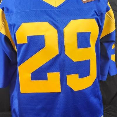 Eric Dickerson NWT Los Angeles Rams Signed Blue & Yellow Throwback Jersey Beckett Witnessed