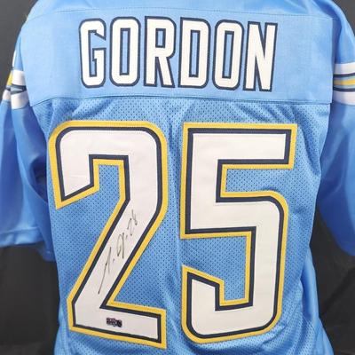 Melvin Gordon Ram Autographed/Signed Jersey Blue Custom Jersey
