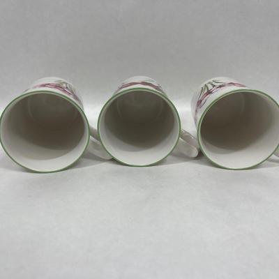 3 Porcelain Coffee Cup / Mug Flowers