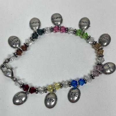 Sterling Silver Charm Bracelet with Words of Affirmation
