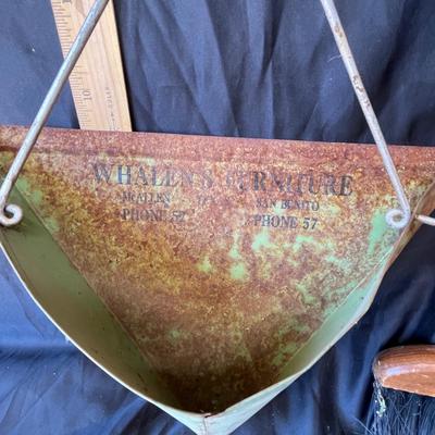 Antique advertising dust pan & broom