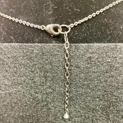 Silvertone Necklace with Green Translucent Stones