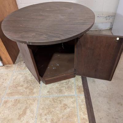 Mid Century Modern Circular End Table With Storage