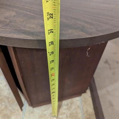 Mid Century Modern Circular End Table With Storage