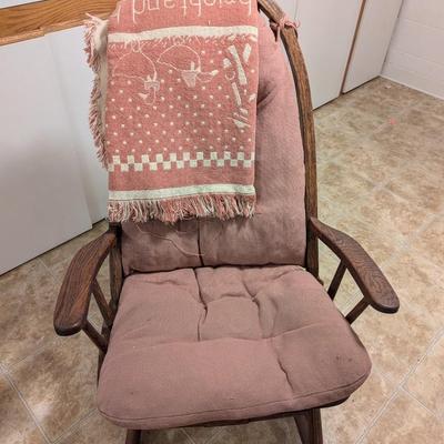 Antique Rocking Chair With Solid Wooden Stool