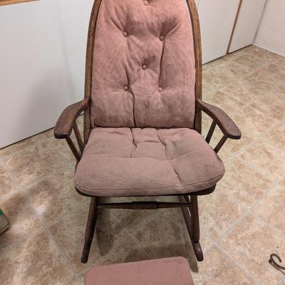 Antique Rocking Chair With Solid Wooden Stool