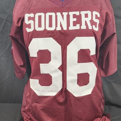 Steve Owens Signed Oklahoma Sooners Jersey 9/36 50 Yr Annv JSA /COA
